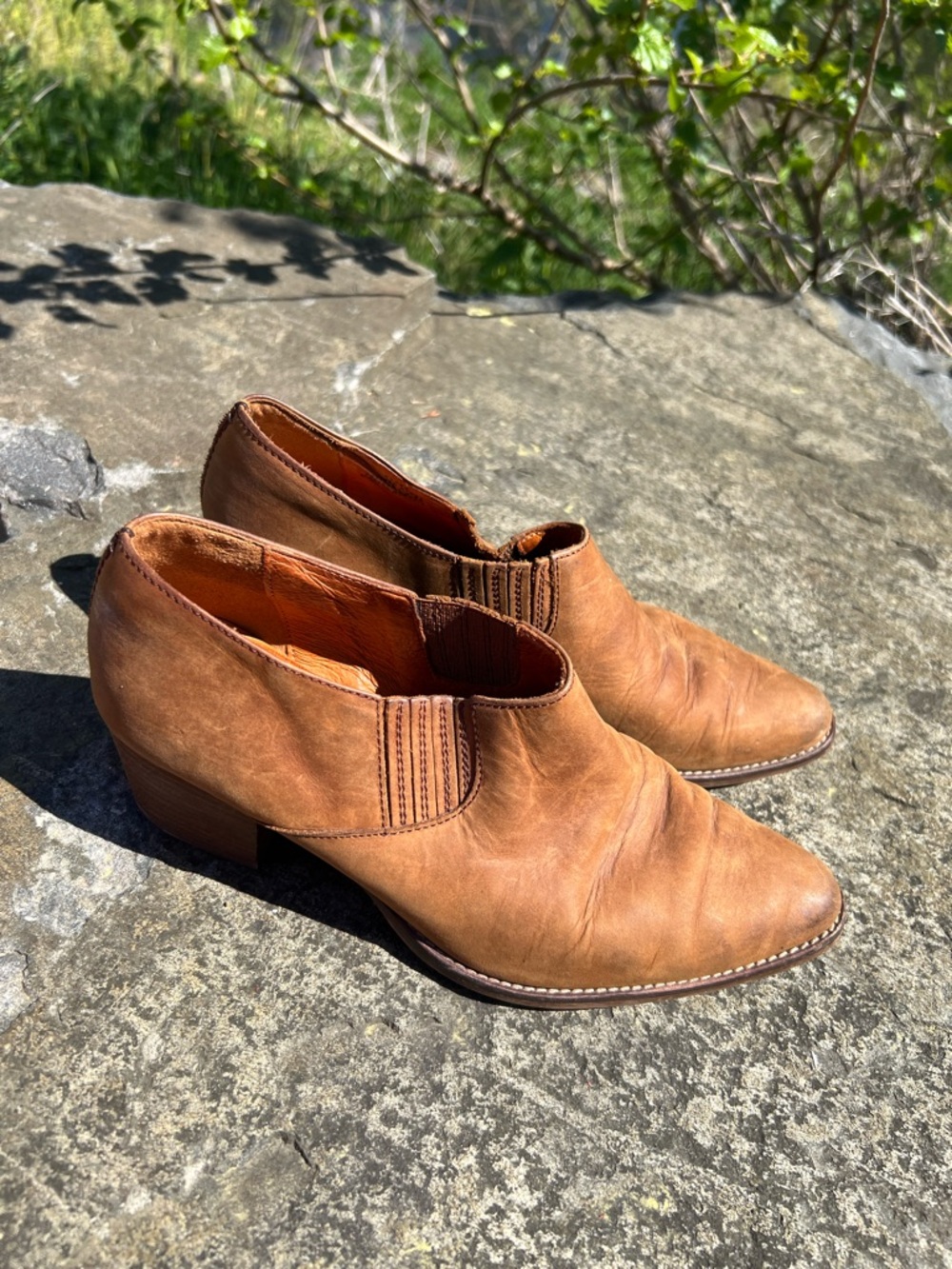 Madewell Cognac Leather Ankle Booties